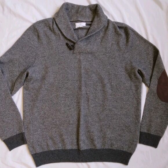 John W. Nordstrom Cashmere Sweater Elbow Patches Preppy Grandpacore Men's Size L - Picture 2 of 7